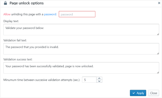 Page unlock options