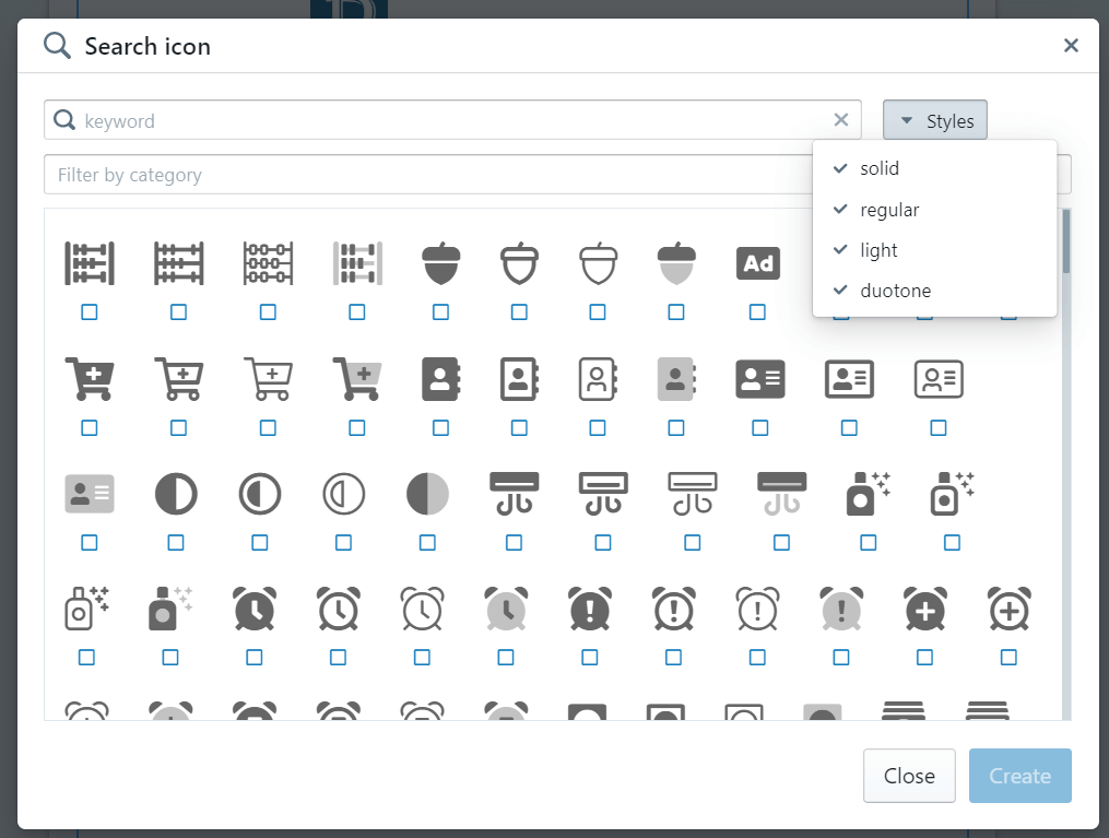 Search icons