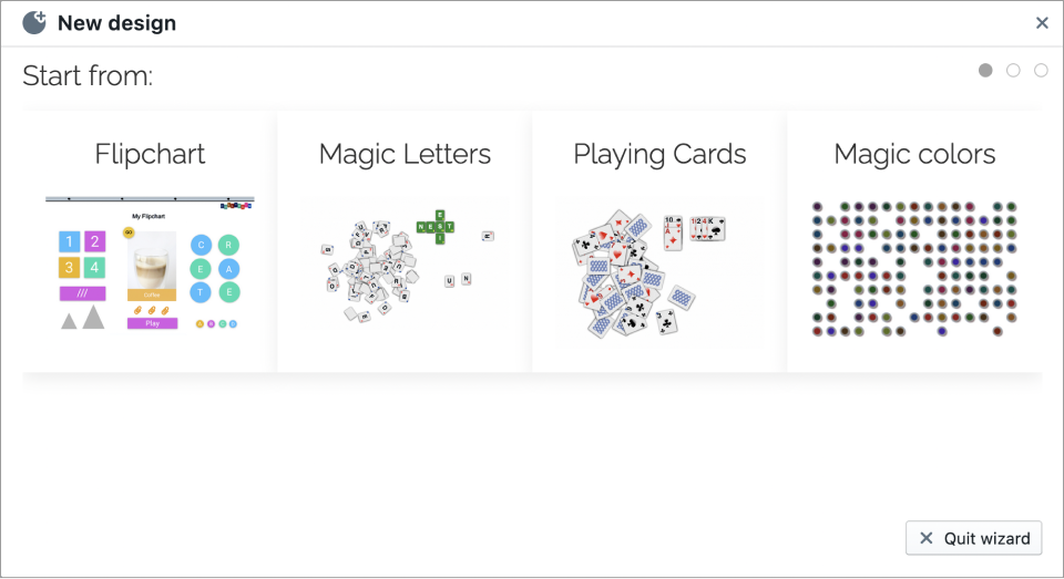 Start from new design menu