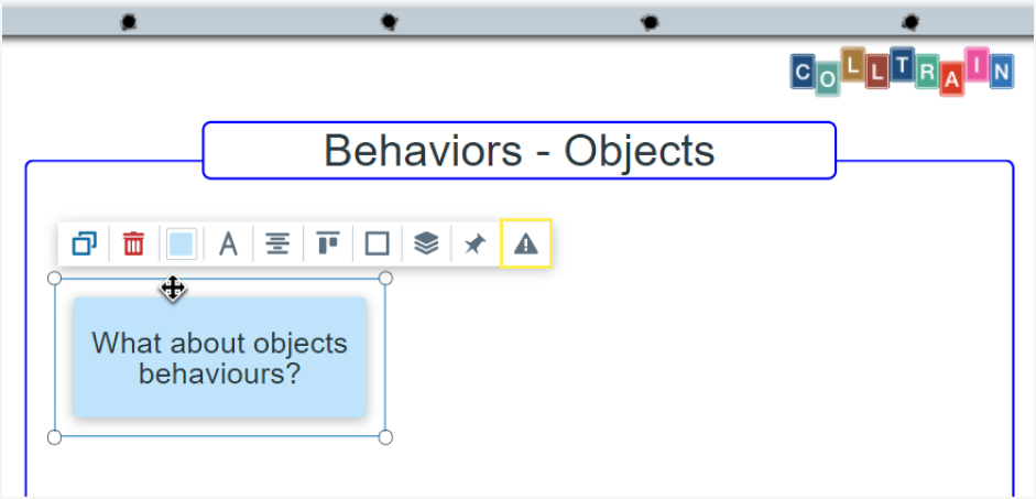 Object’s toolbar – Behaviours tab