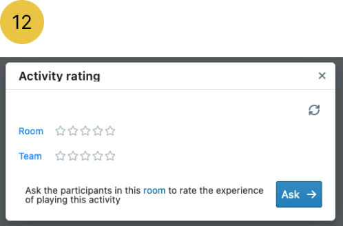 Ask participants to rate the activity experience in Colltrain
