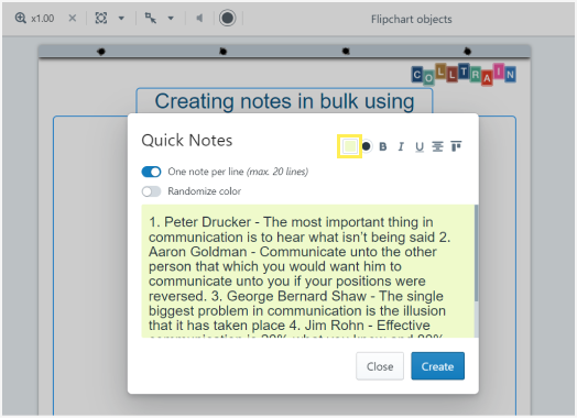 Create notes in bulk - formatting