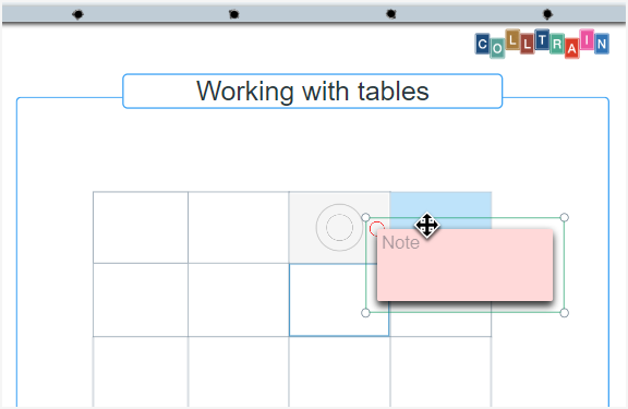 Drop in a note in a table cell