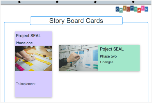 StoryBoard Cards on flipchart - Colltrain