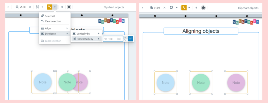 Horizontally distributed objects