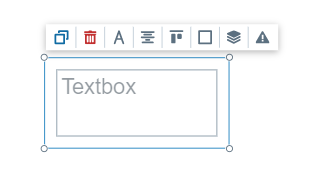 Text box object with toolbar